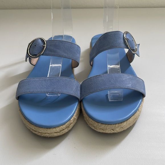 Stuart Weitzman Mykonos Two Strap Suede Blue Periwinkle Sandals Size 8.5 - Picture 2 of 7